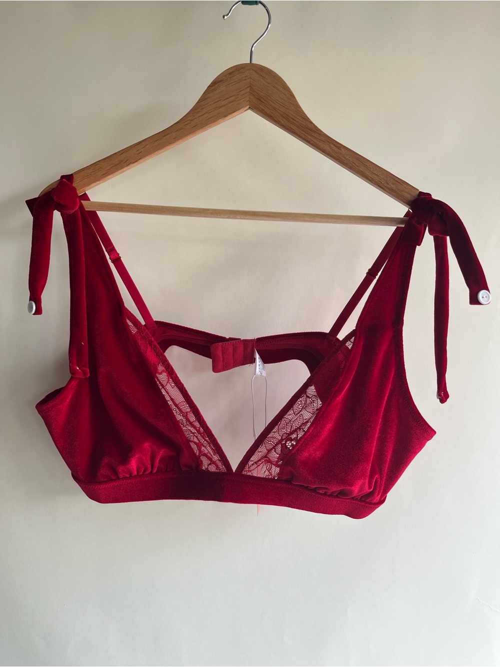 Mentionables Red Velvet Velour Lace Bra Bralette Sz 2X New NWT Lingerie Women’s